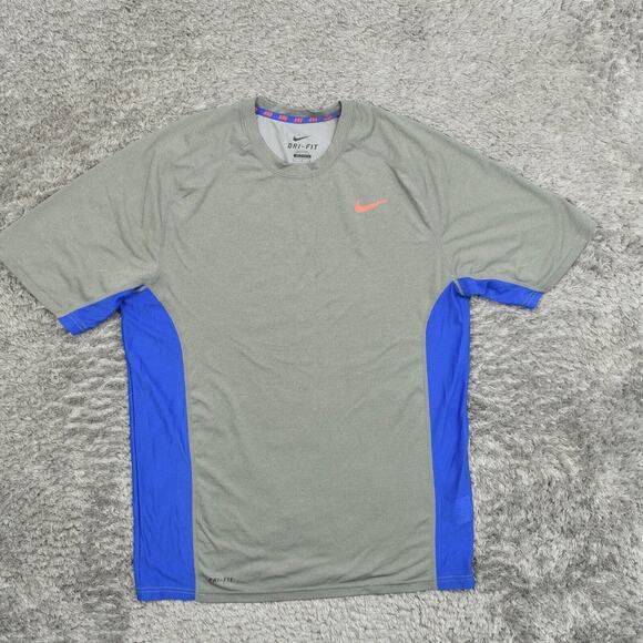 Nike Men's Adult Sz L Tee Shirt T Gray Dri Fit Gym Run Athletic Casual Polyester - Picture 1 of 8